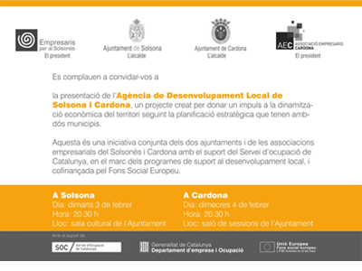 Ajuntaments i entitats empresarials de Cardona i Solsona s'alien en una agència de desenvolupament local del territori 