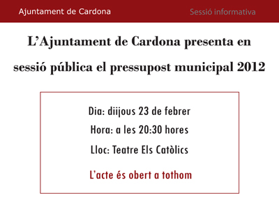 L'Ajuntament programa una sessió pública per explicar el pressupost municipal