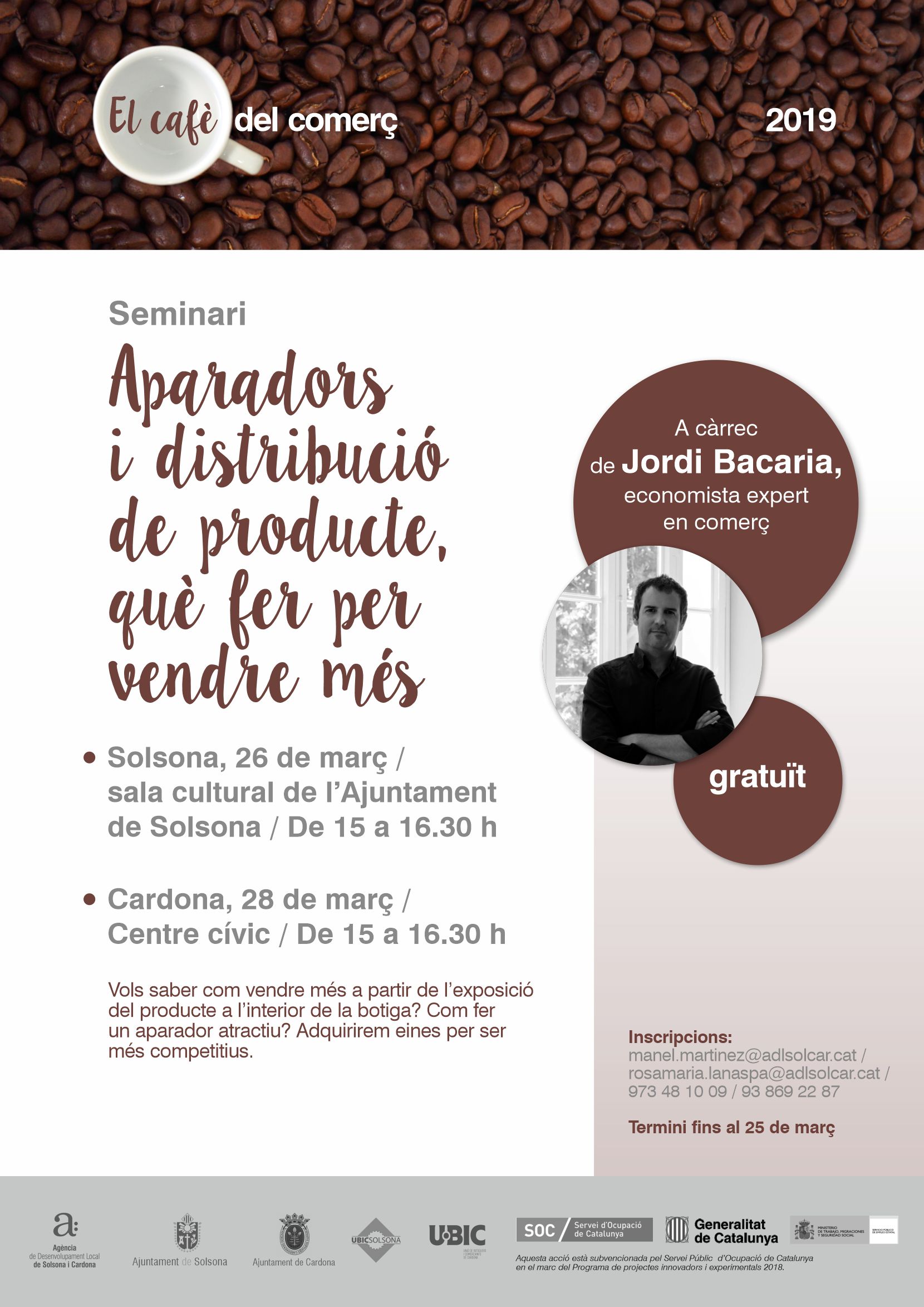 El cafè del comerç de Cardona i Solsona programa un seminari sobre aparadors i distribució de producte per vendre més