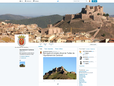 L'Ajuntament de Cardona estrena perfil a la xarxa social Twitter 